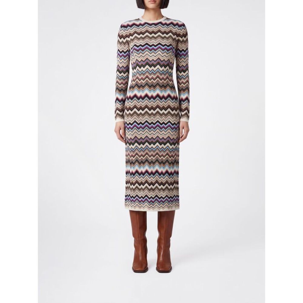 Missoni Women Missoni Multicolor Zigzag Pattern Knit Jersey Mini Dress